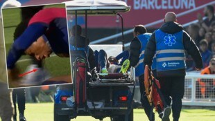 Barcas Alex Balde übergab sich auf dem Rasen und musste ausgewechselt werden.