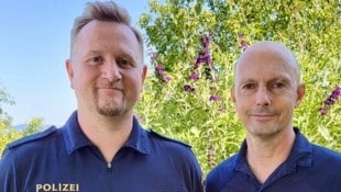 Stefan Dirisamer (42) und Peter Strasser (55) retteten im Dienst ein Leben. (Bild: Polizei OÖ)