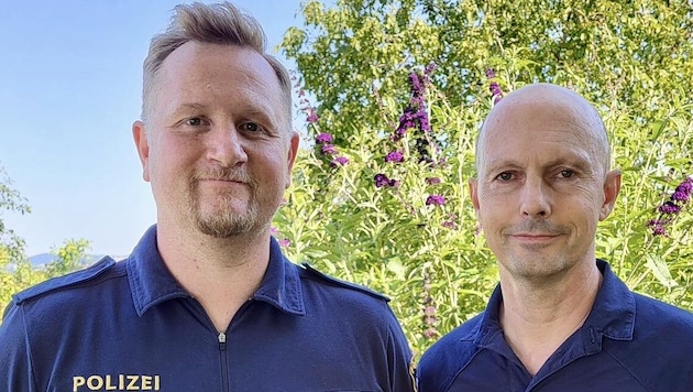 Stefan Dirisamer (42) and Peter Strasser (55) saved a life while on duty. (Bild: Polizei OÖ)