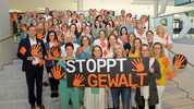Orangefarbige Akzente: Im Uniklinikum St. Pölten macht man sich gegen Gewalt an Frauen stark. 