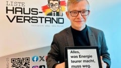 Géza Molnár setzt im Programm für die Wahl 2025 voll auf das Thema „Energie“: „Strom muss für Kunden so billig wie möglich sein.“ (Bild: Liste Hausverstand)