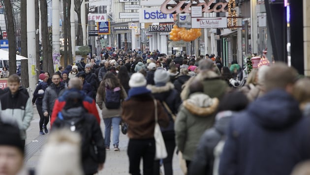 Mariahilfer Strasse in Vienna was also very busy on the first shopping Saturday in Advent. (Bild: APA Pool/APA/ALEX HALADA)