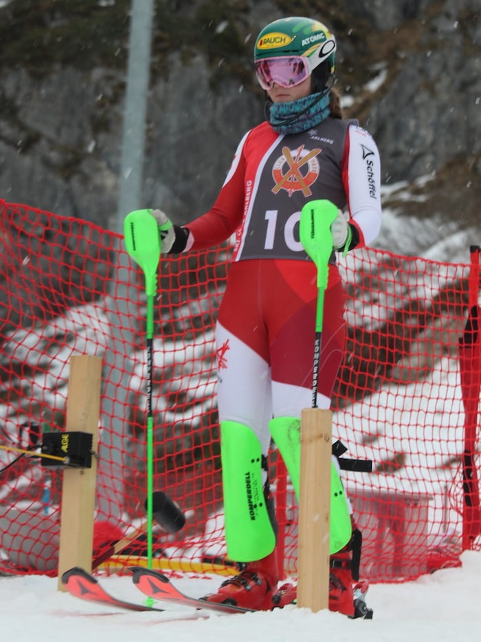 Alena Bitschnau zeigte mit Bestzeit im ersten Durchgang des zweiten Rennens ihr großes Talentg.