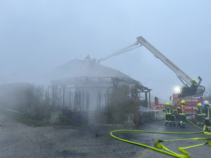 The wooden extension was completely destroyed.