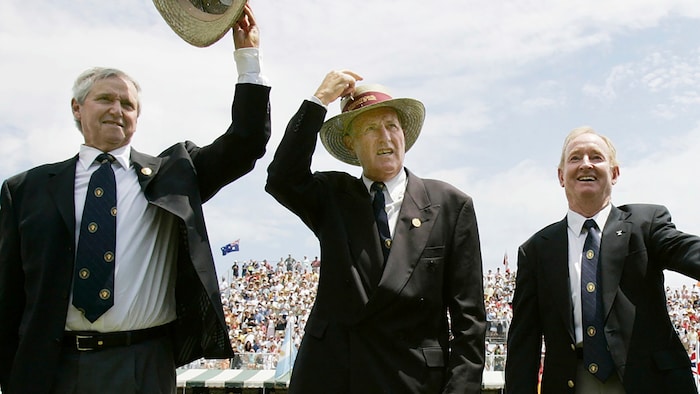 Australische Tennis-Legenden (von links): Roy Emerson, Neale Fraser und Rod Laver