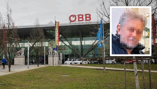 The missing man (small picture) was last seen at Linz railroad station. (Bild: Krone KREATIV/Landespolizeidirektion OÖ Daniel Scharinger , Krone KREATIV)