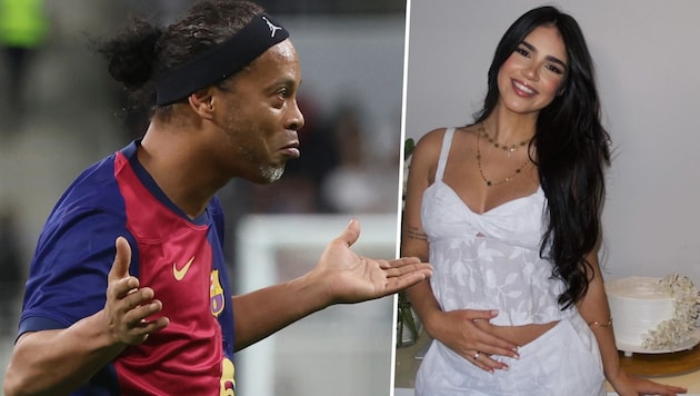 Ronaldinho becomes a grandpa for the first time! Giovanna Buscacio, the girlfriend of his 19-year-old son, is pregnant. (Bild: APA/AFP/KARIM JAAFAR, instagram.com/giobuscacio)