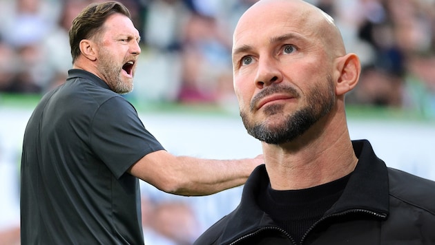 Ralph Hasenhüttl (li.) duelliert sich mit Christian Ilz.er (Bild: GEPA pictures)