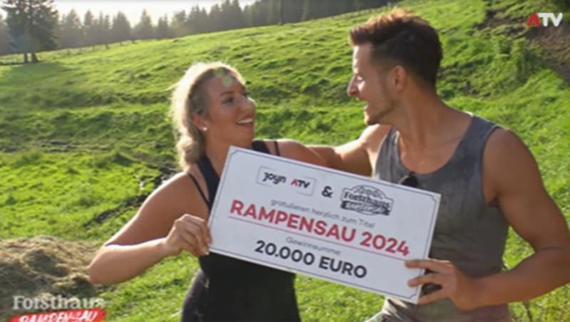 Sarah und Stefan dürfen sich über den Titel „Rampensau 2024“ und 20.000 Euro Preisgeld freuen. (Bild: Screenshot ATV)