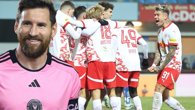 Red Bull Salzburg darf von einem Duell mit Lionel Messi (li.) träumen. (Bild: GEPA/APA/Getty Images via AFP/GETTY IMAGES/Megan Briggs)