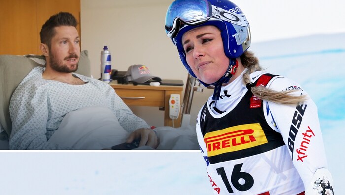 Marcel Hirscher verletzte sich schwer, Lindsey Vonn leidet mit.