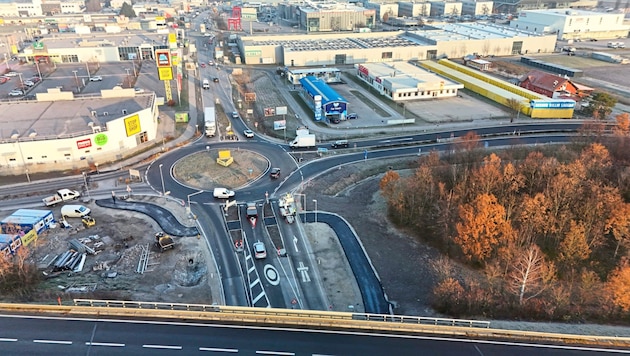 The B 52 traffic circle at the southern entrance to Eisenstadt has been redesigned. (Bild: Büro Dorner)