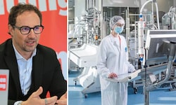 Roland Gander (links) ist der Geschäftsführer von Novartis in Kundl und Schaftenau.
