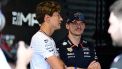 George Russell and Max Verstappen (r.) clashed in Qatar. (Bild: AFP/APA/GIORGIO VIERA)