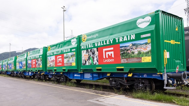 Die Waggons von Innofreight sind auch mit dem Steiermark-Herz unterwegs.  (Bild: Innocube)