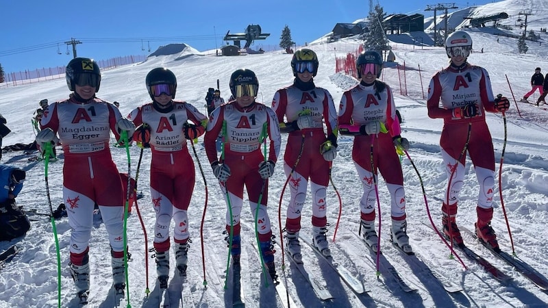 Die ÖSV-Abfahrerinnen fanden in Copper beste Bedingungen vor: Magdalena Egger, Ariane Rädler, Tamara Tippler, Nina Ortlieb, Stephanie Venier und Mirjam Puchner (v. li.). (Bild: Ski Austria)