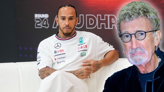 Eddie Jordan (l.) has the feeling that Lewis Hamilton is losing his self-confidence. (Bild: AP ( via APA) Austria Presse Agentur/APA/AFP/Frederic Dides/ASSOCIATED PRESS)