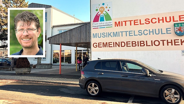 Hier in der Mittelschule Hausmannstätten legte Lehrer Konrad Hamm kurz vor Mitternacht einem Einbrecher das Handwerk. (Bild: Krone KREATIV/Mittelschule Hausmannstätten (2))