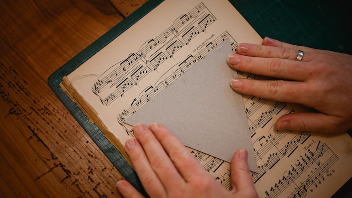 Schablone entlang einer Linie – hier Notenzeile – anlegen.