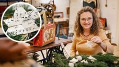 Bernadette Hartl in ihrem Bernanderl-Upcycling-Atelier, das auch ihre selbst gestaltete Deko aus Buchseiten ziert. (Bild: Krone KREATIV/Markus Wenzel (2))