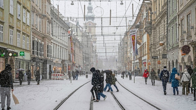 Herrengasse was atmospherically covered in snow. (Bild: Juergen Fuchs)