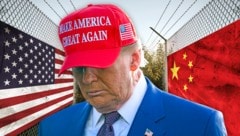 Trump und China – kommt es 2025 zur Explosion?  (Bild: Krone KREATIV/picturedesk 3x)