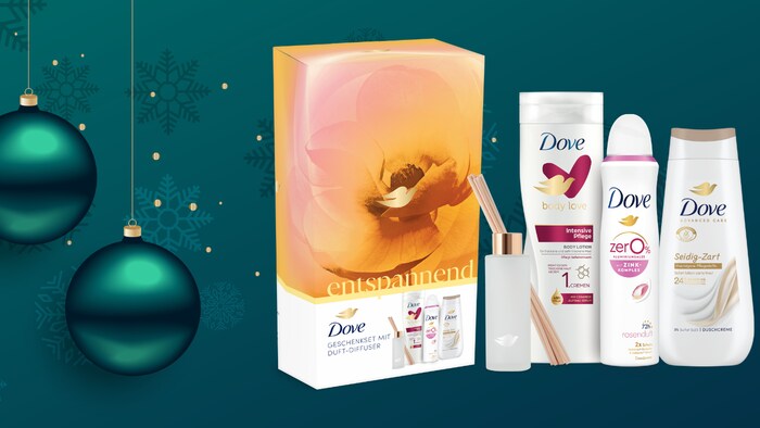 Das Dove Geschenkset „Entspannend“ sorgt für entspannte Stunden und intensive Pflege.