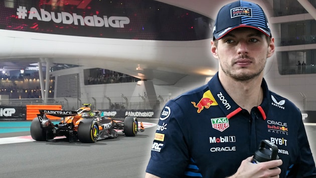 Lando Norris (li.) fuhr im zweiten Training von Abu Dhabi die Bestzeit, während Max Verstappen im Boxenfunk über sein Auto schimpfte. (Bild: ASSOCIATED PRESS, AFP/Lillian SUWANRUMPHA)