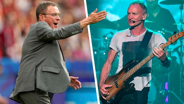 Österreichs Teamchef Ralf Rangnick trifft heute in Schladming Sting. (Bild: Krone KREATIV/AFP, Gepa)