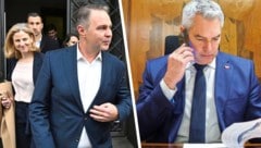 Von links: NEOS-Chefin Beate Meinl-Reisinger, SPÖ-Chef Andreas Babler und Kanzler Karl Nehammer (ÖVP) (Bild: Krone KREATIV/APA/Helmut Fohringer; BKA)