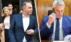 Von links: NEOS-Chefin Beate Meinl-Reisinger, SPÖ-Chef Andreas Babler und Kanzler Karl Nehammer ...