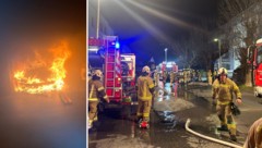 Das Auto brannte in der Garage lichterloh. Durch die Rauchentwicklung mussten vier Wohnhäuser evakuiert werden. (Bild: Feuerwehr Telfs)