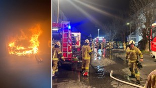 Das Auto brannte in der Garage lichterloh. Durch die Rauchentwicklung mussten vier Wohnhäuser evakuiert werden. (Bild: Feuerwehr Telfs)