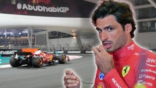 Ferrari (mit Carlos Sainz) fährt in Abu Dhabi nur hinterher. (Bild: Associated Press, APA/AFP/Giuseppe CACACE)