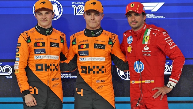 Oscar Piastri, Lando Norris, Carlos Sainz (von links) (Bild: AP)