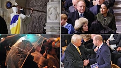 Prominente Ehrengäste bei der Eröffnung in der Kathedrale Notre-Dame, draußen trotzten die Zaungäste dem schlechten Wetter.  (Bild: picturedesk.com/AFP, AP)