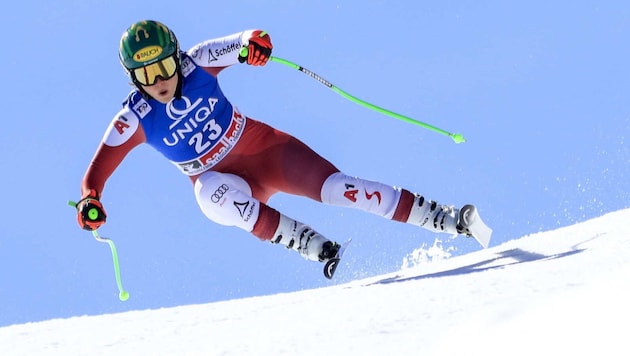 Victoria Olivier is the reigning junior downhill world champion and is competing in her first full speed season in the European Cup this winter. (Bild: GEPA pictures)