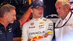 Gesprächsbedarf bei Red Bull: Christian Horner, Max Verstappen und Helmut Marko (von li. nach re.) (Bild: GEPA pictures)