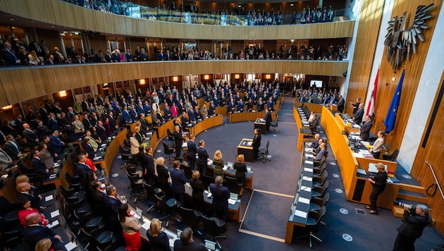 Ministerinnen und Minister im Nationalrat (Bild: APA/GEORG HOCHMUTH)