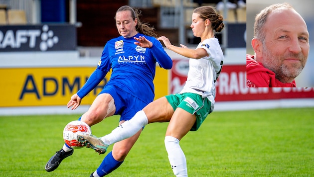 The Bergheim ladies (left: Tanja Bauböck) don't shy away from a duel under coach Alex Schriebl (small picture) (Bild: GEPA pcitures/Kevin Hackner, Walter Luger)