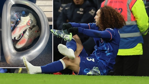 Marc Cucurella warf die Puma-Schuhe in den Müll. (Bild: AP/Ian Walton, twitter.com)