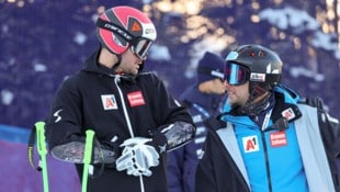 Herren-Cheftrainer Marko Pfeifer (re.) mit Vincent Kriechmayr (Bild: GEPA/GEPA pictures)