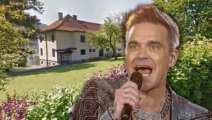 Weltstar Robbie Williams soll an den Ossiacher See ziehen. (Bild: www.PPS.at, Screenshot/Google Maps, Krone KREATIV)