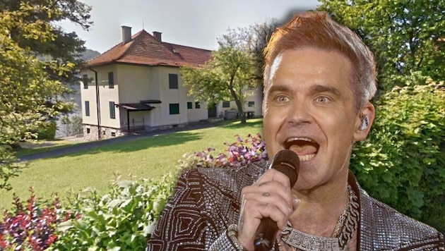 World star Robbie Williams is set to move to Lake Ossiach. (Bild: www.PPS.at, Screenshot/Google Maps, Krone KREATIV)