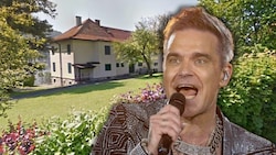 Weltstar Robbie Williams soll an den Ossiacher See ziehen. (Bild: www.PPS.at, Screenshot/Google Maps, Krone KREATIV)