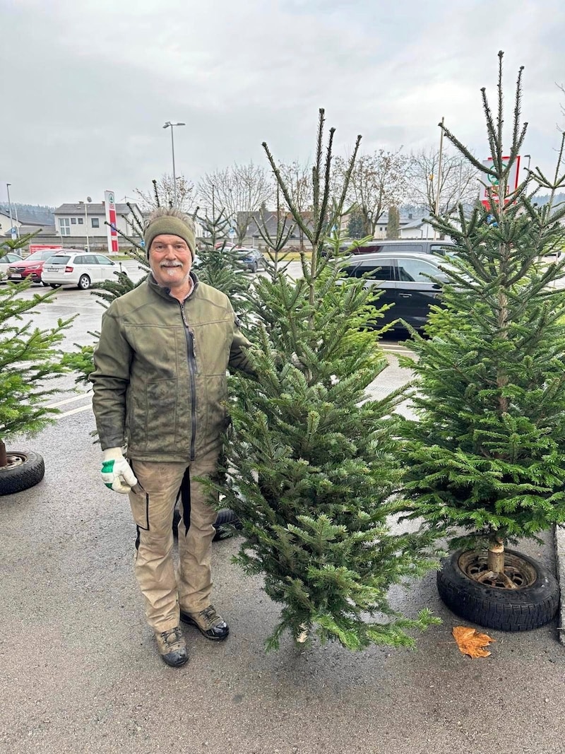 Franz Josef betreibt mit Regina und Sohn Matej Smrtnik in Trögern eine Christbaumplantage. (Bild: Smrtnik)