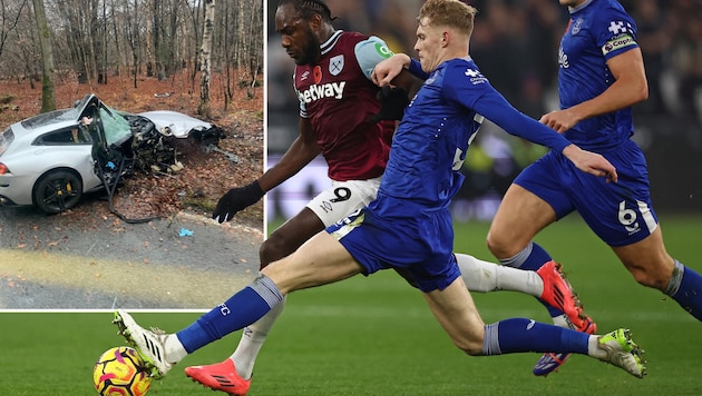 Michail Antonio (li., Nummer 9) wurde bei einem Autounfall schwer verletzt. (Bild: HENRY NICHOLLS, twitter.com)