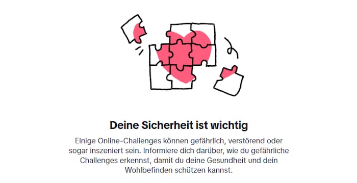 Die Plattform warnt Nutzerinnen und Nutzer vor gefährlichen Trends in den sozialen Medien. 
