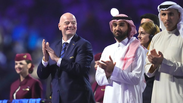 FIFA President Gianni Infantino at the Club World Cup final in Jeddah, Saudi Arabia, at the end of 2023. (Bild: picturedesk.com/Manu Fernandez / AP / picturedesk.com)