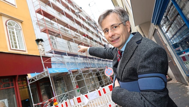 The house on Albrechtgasse in Graz is now being renovated. The fact that Martin Knopper and his partner survived was pure luck. (Bild: Christian Jauschowetz)